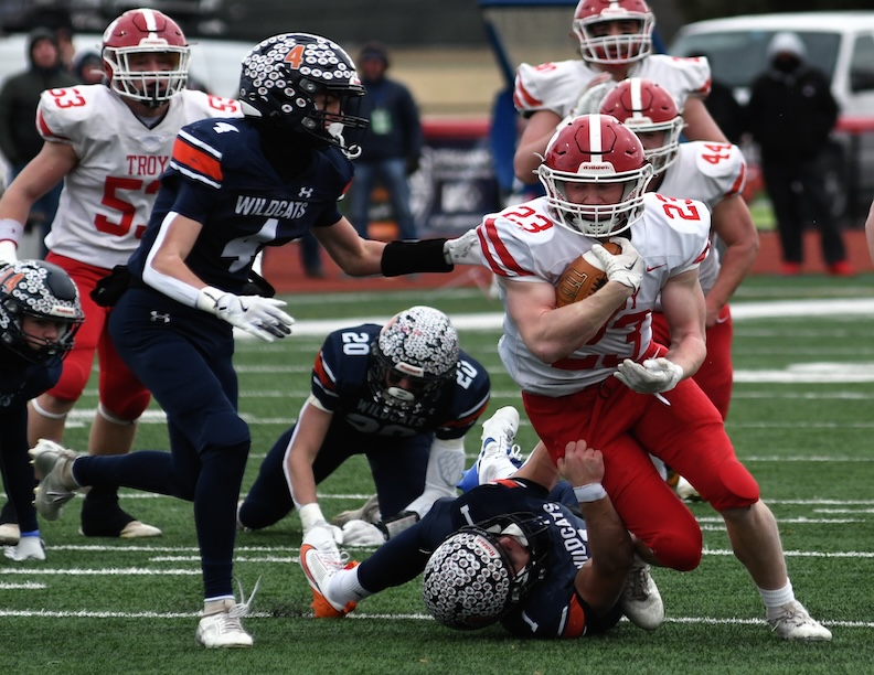 Troy captures its first Class 2A title, 25-24, over Central Clarion on a memorable magical off-script play